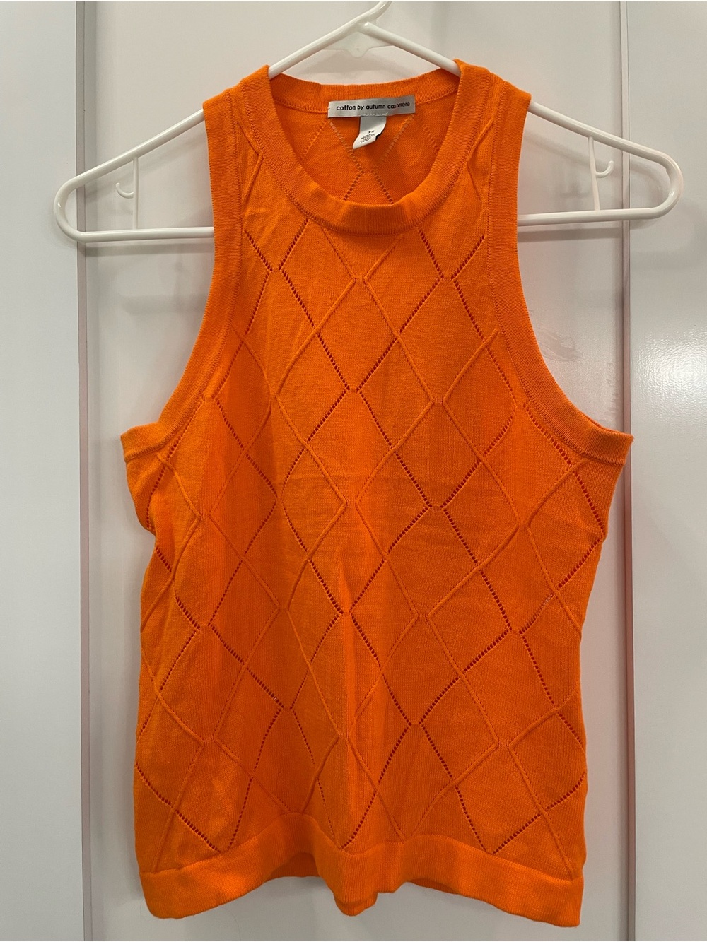 Autumn Cashmere Orange Diamond Pointelle Knit Tank